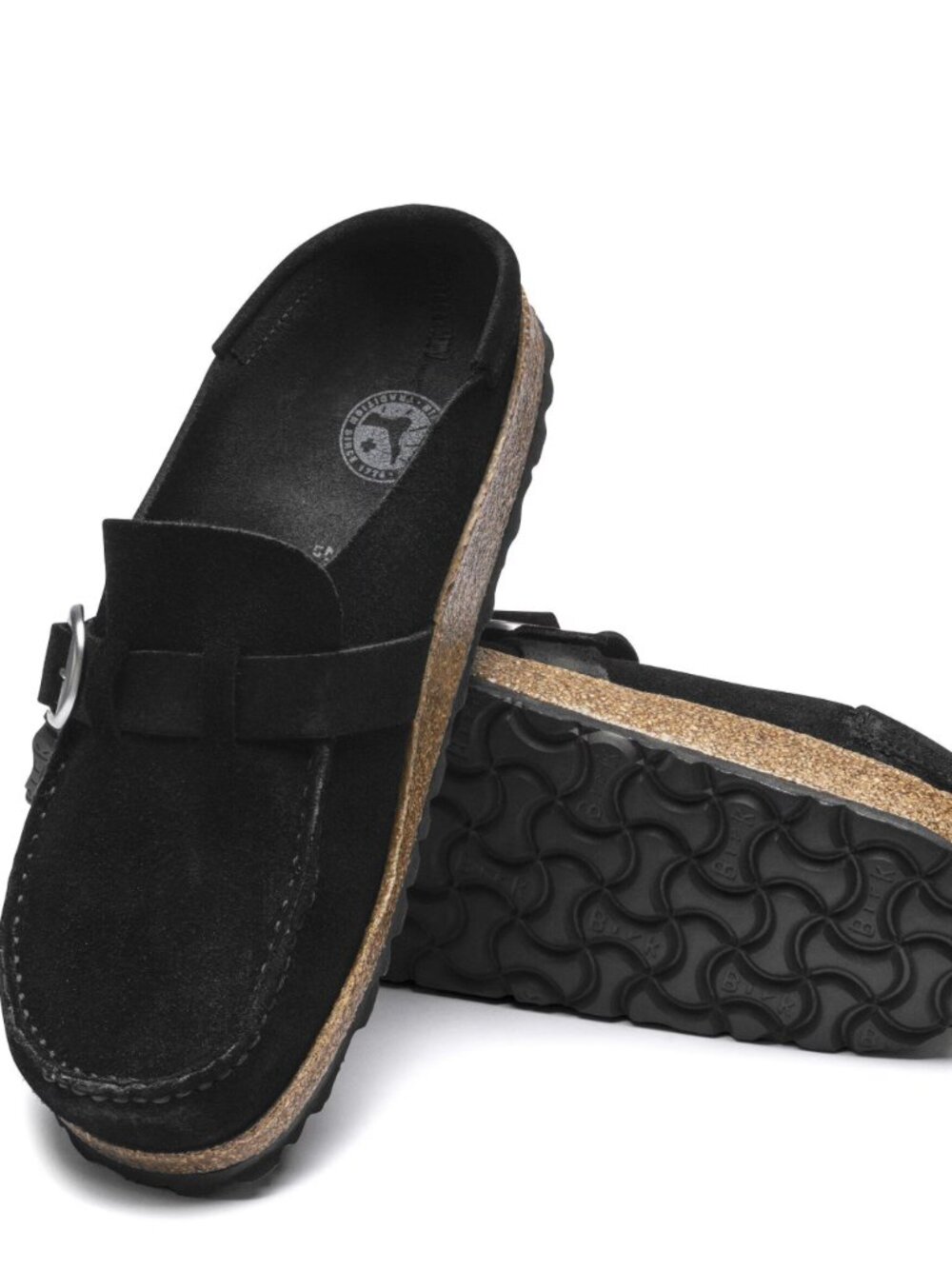 Birkenstock Buckley Suede Leather Clogs Black EU 39 support Comfy moccasin-style